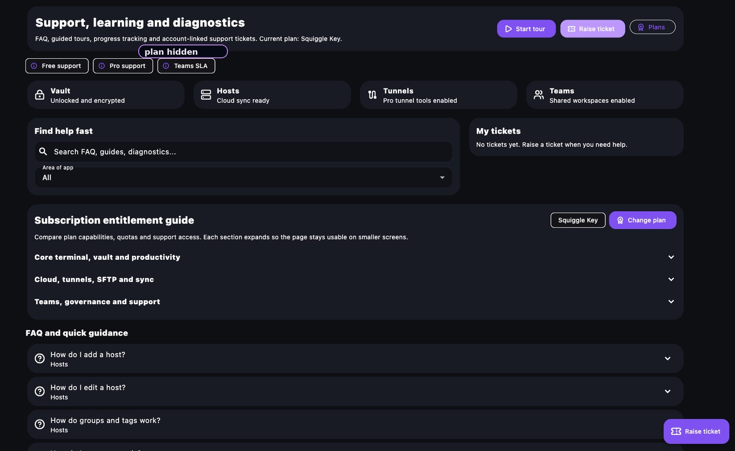 Squiggle support dashboard